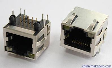 【交换机4口屏蔽RJ45带灯左绿右黄网络接口90度连接器全包插座】价格,厂家,图片,连接器,深圳市宝安区沙井友隆电子经营部-